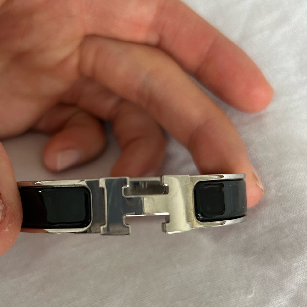 REAL Hermes H Clic bracelet, black and silver, in GREAT condition